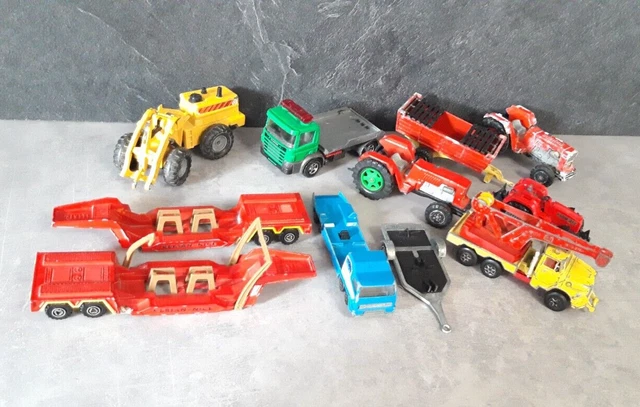 Lot De Véhicules De Chantier Majorette - Jaune - Échelle 1:100 - Métal