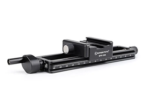 Macro riel SUNWAYFOTO MFR-150S Wormdrive con abrazadera compatible con Arca/RRS para