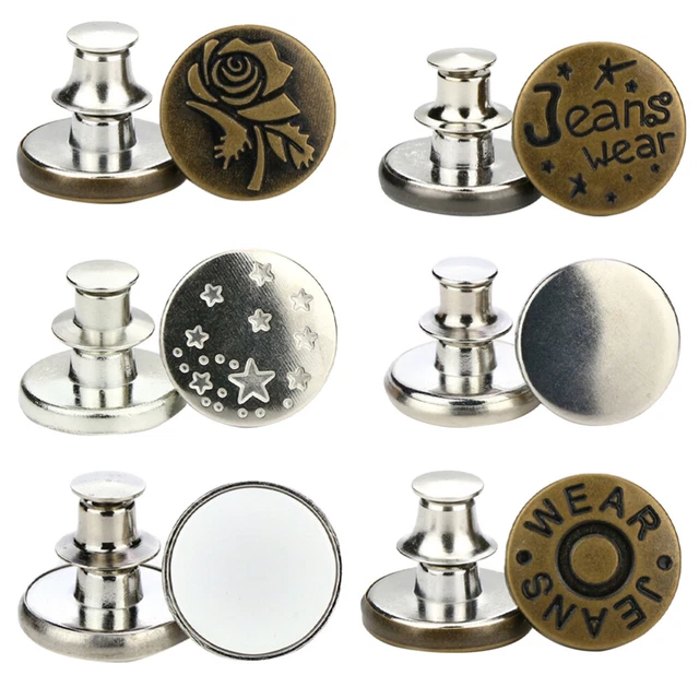 6 Pcs Boutons En Métal Vintage Jean Bouton Pression Ceinture D'exercice Uniforme