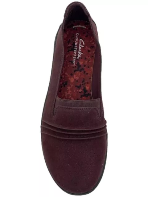 NEW CLARKS CLOUDSTEPPERS Slip-On Flats Breeze Sole Burgundy Shoes Size ...