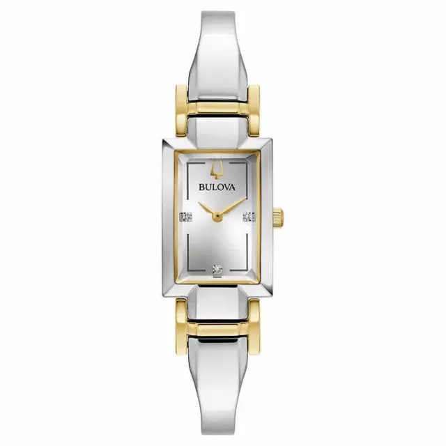 Bulova Classic Diamond Two-Tone Stainless Steel Quartz Ladies Watch 98P229 new