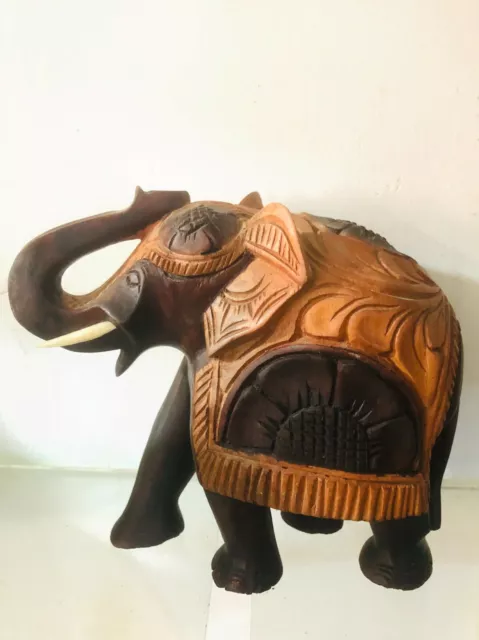 Sri Lankan Handmade Wooden Traditional Elephant Statue Figurine Home Décor  Art