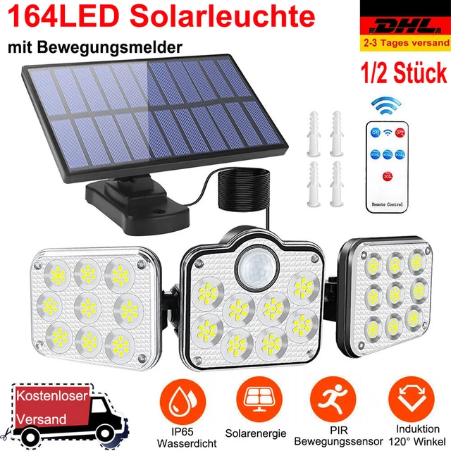 1/2XLED Solarleuchte mit Bewegungsmelder AußenFluter Sensor Strahler Licht Lampe