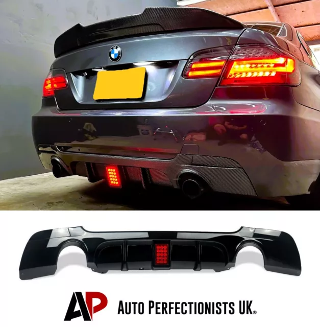 BMW 3 Series 335i Style E92 E93 M Sport Gloss Black Rear Valance Diffuser W/ LED