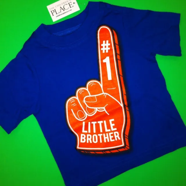 *NEW! "#1 Little Brother" Baby Boys Shirt 12-18 18-24 Months 3T Gift! Blue SS