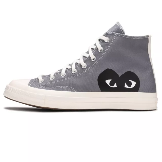 [171847C] Comme des Garcons Play Converse Chuck 70 High Gray Sneakers *NEW*