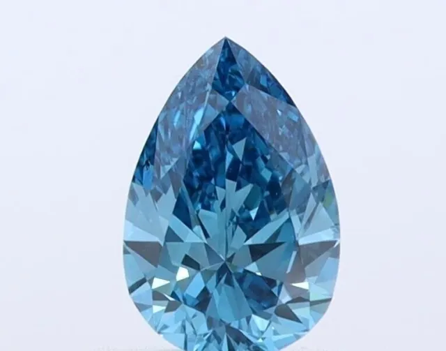 Certifié IGI, véritable diamant bleu vif fantaisie en forme de poire de...