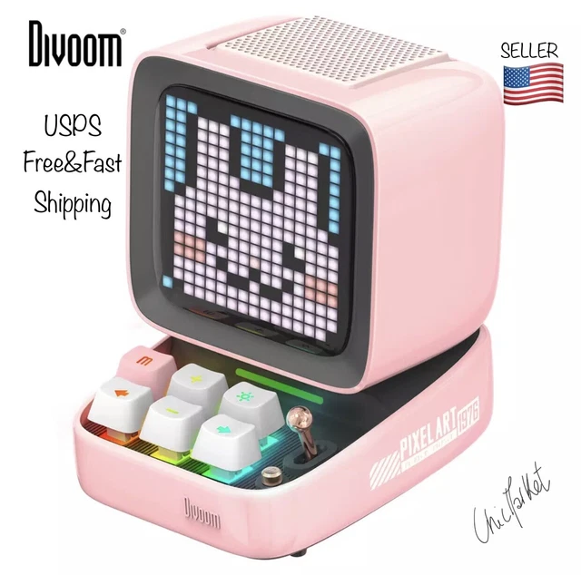 DIVOOM DITOOPRO PINK Retro Pixel Art Bluetooth Portable Speaker Alarm