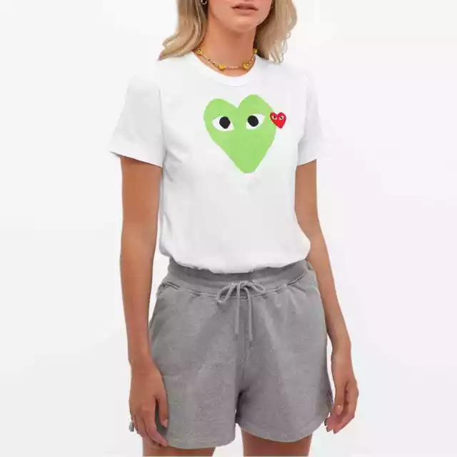 NEW Comme Des Garçons Play Double Heart Logo t-Shirt Sz L
