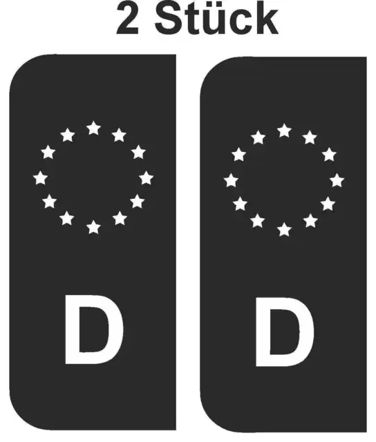 2x KFZ Nummernschild Kennzeichen Aufkleber EU Deutschland schwarz tuning Sticker 2