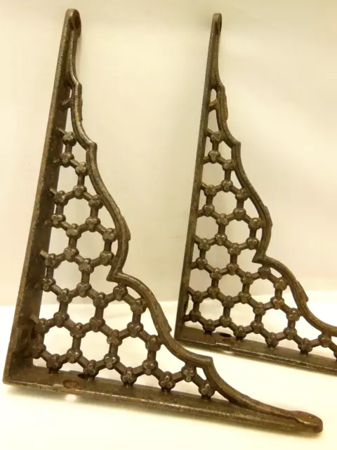 Pair Of Ornate Cast Iron Shelf Brackets 6" X 8"