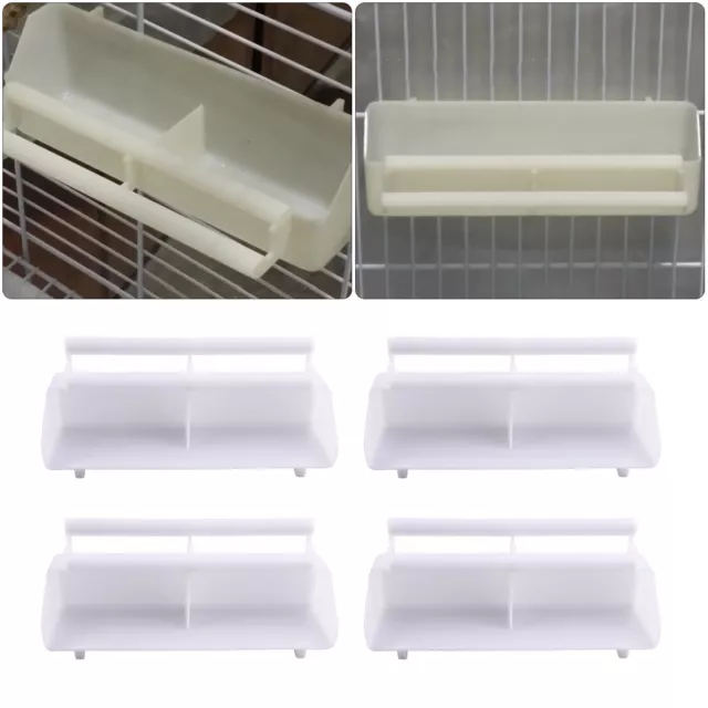 2/4/6pc Plastic Bird Cage Food Box Feed Cup Container Seed Water Dispenser White