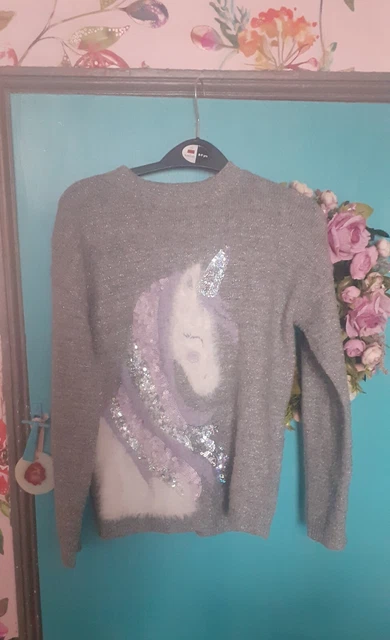 Girls Next Unicorn Sequin Jumper age 7