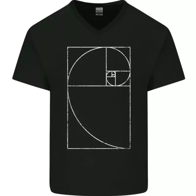 Fibonacci Espiral Dorado Geometry Matemáticas Hombre Pico Algodón Camiseta