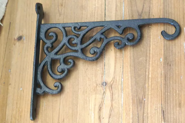 LARGE Cast Iron Victorian Style Plant Hook Garden Hanger Wall Barn Fence SCROLL
