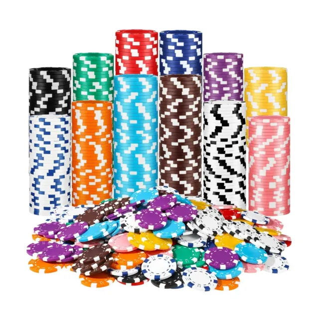 Jerify 300 Pieces Game Poker Chips Set Mini Composite Dice Striped Chips Plas...