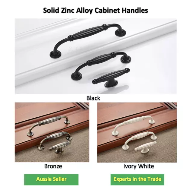 Black Bronze Ivory White Classic French Provincial Kitchen Cabinet Handles Pulls