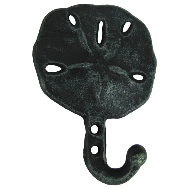 Cast Iron Wall Mount Verdigris Sand Dollar Hook Key Ring/Hat/Beach Towel Holder