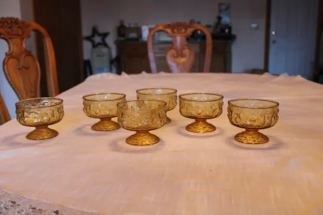 Anchor Hocking Lido Milano Amber Champagne/Sherbert Dessert Glasses Set Of 6