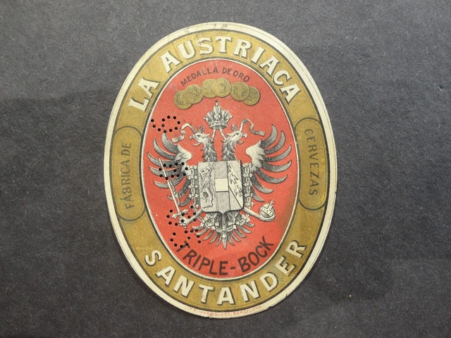 Vintage Spain Santander La Austriaca Beer Label