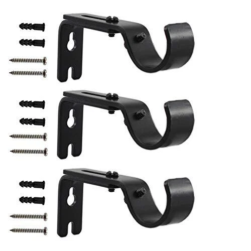 Adjustable Curtain Rod Brackets, 3 Pack Heavy Duty Drapery Rod Holders Hangers