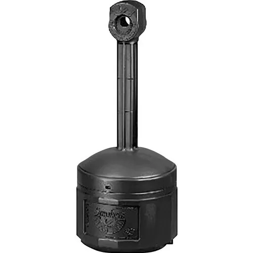 Black Cigarette Butt Receptacle Justrite 38 1/2" Outdoor Smokers Cease Fire 4Gal