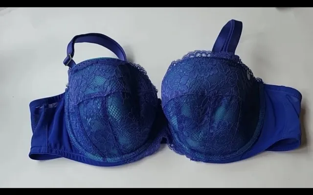 Ann Summers Sexy Lace Planet Padded Balcony Bra 32FF Blue New With Tags
