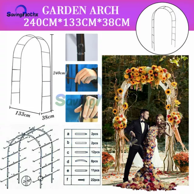 Heavy Duty Metal Garden Arch Outdoor Trellis Arbour Rose Climbing Plants Stand