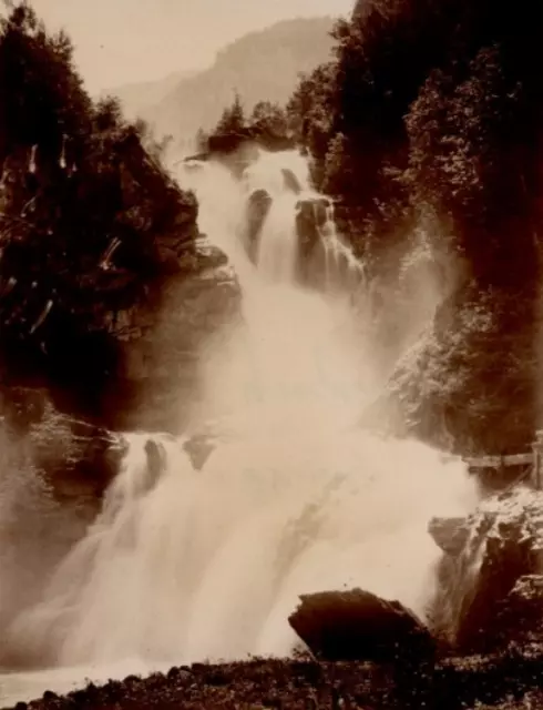 Suisse Reichenbach Vue  Vintage Albumen Print, Carte cabinet Tirage albuminé