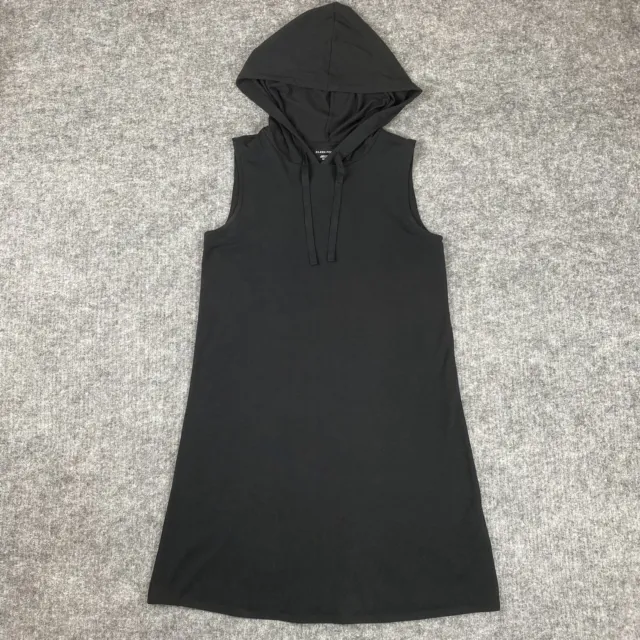 Eileen Fisher Dress Women XXS Black Hooded Traceable Organic Cotton Jersey EUC