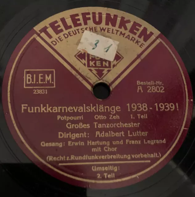 Adalbert Lutter Mit Seinem Orchester - Funkkarnevalsklänge 1938 - 1939!