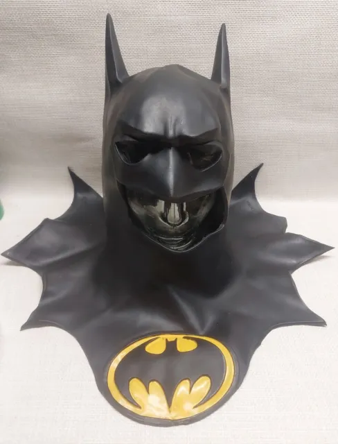 1992 DC Comics Batman Returns Rubber Mask & Cowl Michael Keaton HALLOWEEN Vtg