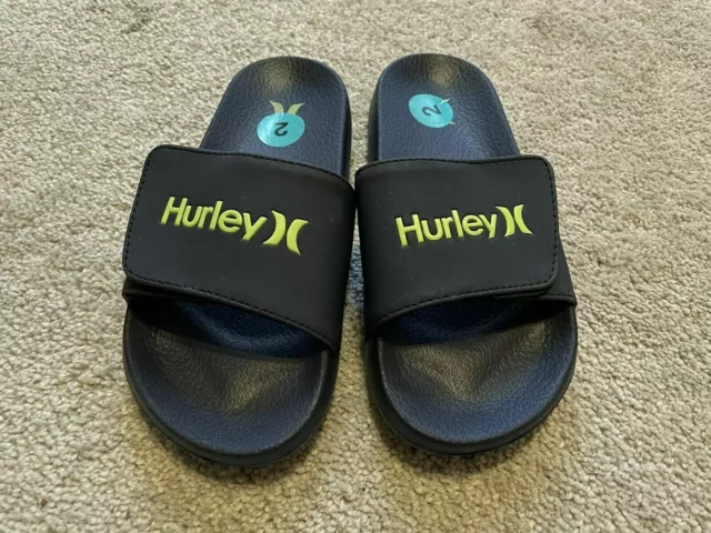 NEW Hurley Slides Youth Navy Blue Logo Kids Sandals, Size 12, FREE SHIPPING