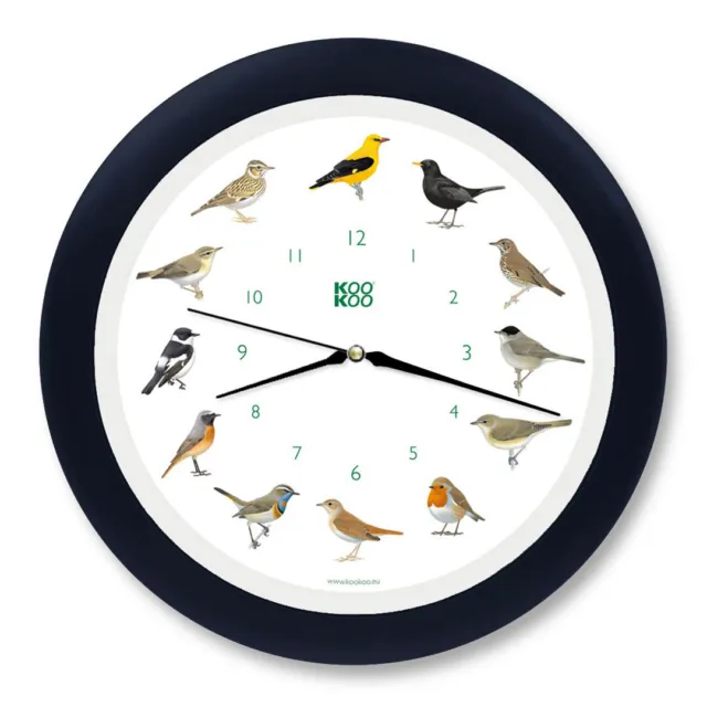 KOOKOO Singv gel Wall Clock European Songbirds | Blue-Black