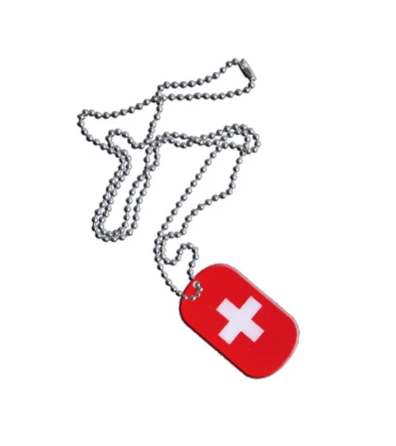 Dog Tag Fahne Flagge Schweiz DogTag 3x5cm Kette mit Anhänger