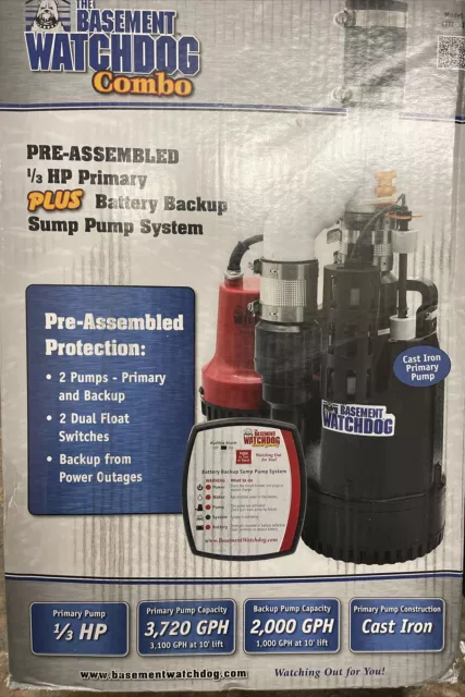 Basement Watchdog Combo Model CITE-33 1/3hp Primary and Battery Backup Sump NEW