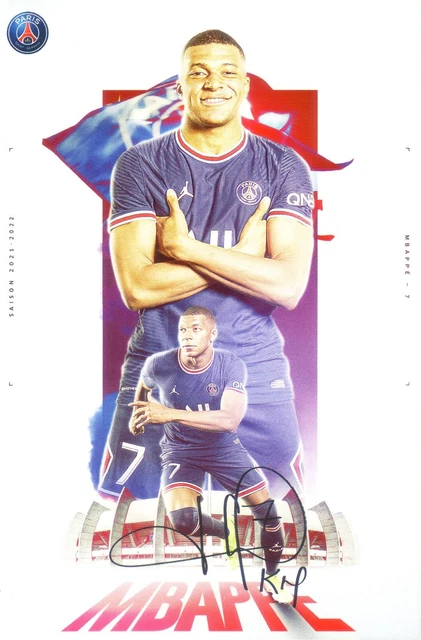 Carte Postale Kylian Mbappé PSG - 2022, Couleur Blanc - Collection Football