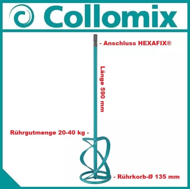 Collomix MK140HF Rührquirl Rührkorb Rührer MK 140 HF Ø 135 mm HEXAFIX®-Aufnahme