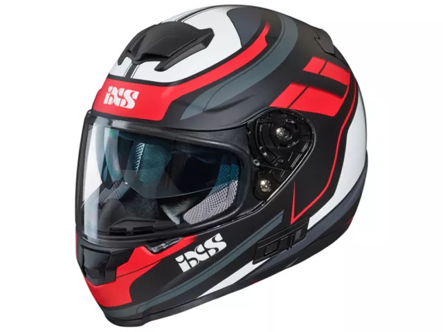 iXS Integralhelm HX 215 2.0 | Rot-Schwarz-Weiß Matt | Motorradhelm aus Polyca...