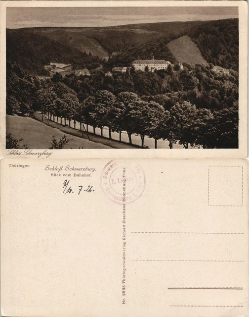 Ansichtskarte Schwarzburg Blick vom Bahnhof auf die Stadt 1926