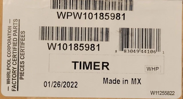 W10185981 WPW10185981 Original Whirlpool Dryer Timer NEW