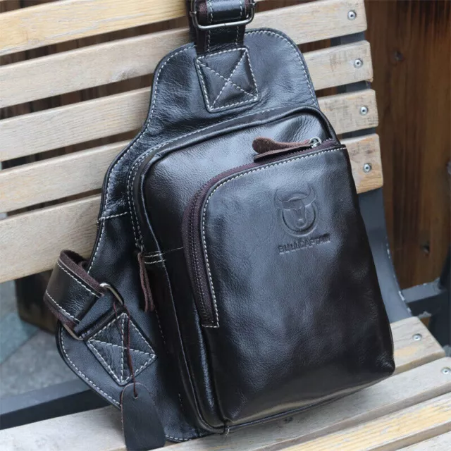 Mens Chest bag 100% Genuine Leather Sling Backpack Shoulder Bag,Crossbody Bag GG