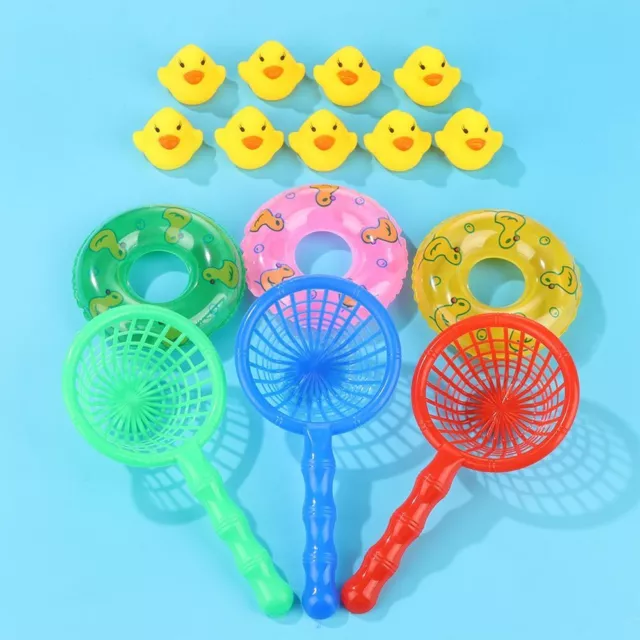 FLOATING WATER FUN Yellow Ducks Kids Bath Toys Swimming Rings Fishing Net  $6.80 - PicClick AU