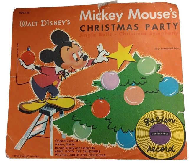 WALT DISNEY MICKEY Mouse' Christmas Party Yellow Vinyl 78 Golden Record