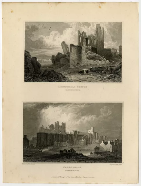 Antique Print- WALES-ENGLAND-CAERPHILLI-GLANMORGANSHIRE-Gastineau-Wallis-1831