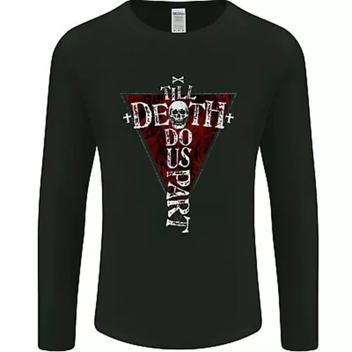 Death Do USA Parte Teschio Gotico Biker Croce da Uomo Manica Lunga T-Shirt