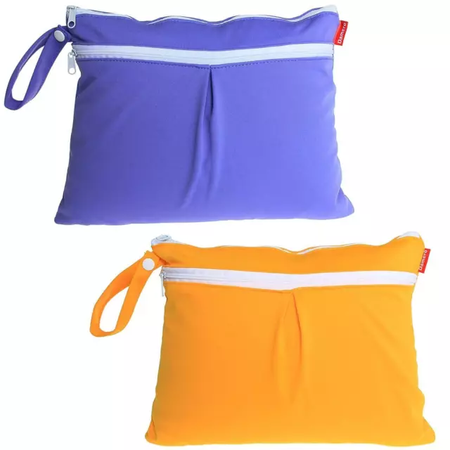 Damero 2pcs Pack Cute Travel Baby Wet and Dry Cloth Diaper Organizer Bag(Medium,