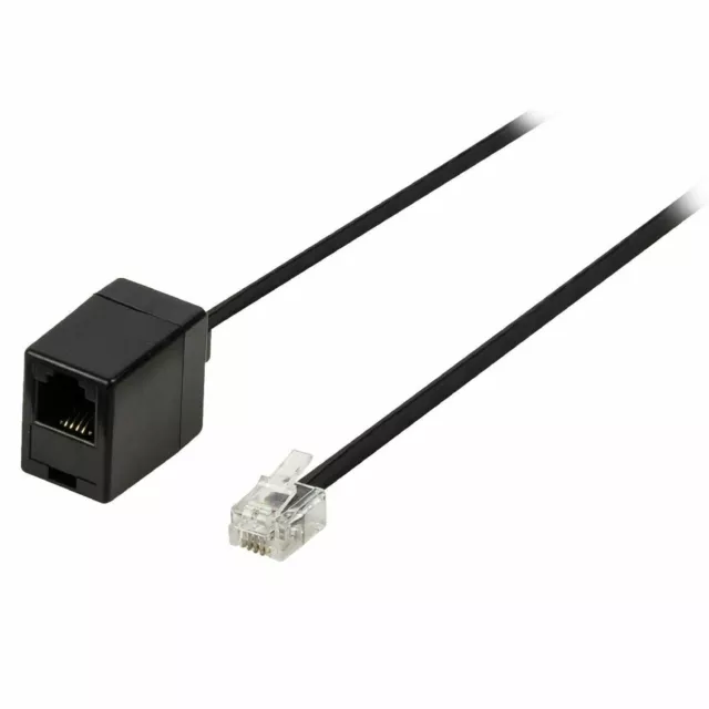 Modular Telephone extension cable black 10m RJ11 male 6P4C to RJ11 female 6P4C