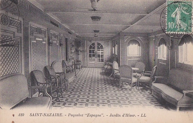 CPA 44 MARINE Approx. Nantes ST NAZAIRE liner ""SPAIN"" Le Jardin d'Hiver 1926