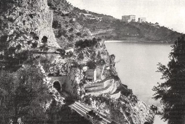 ALPES- MARITIMES. Route de Nice a Monaco 1900 old antique print picture
